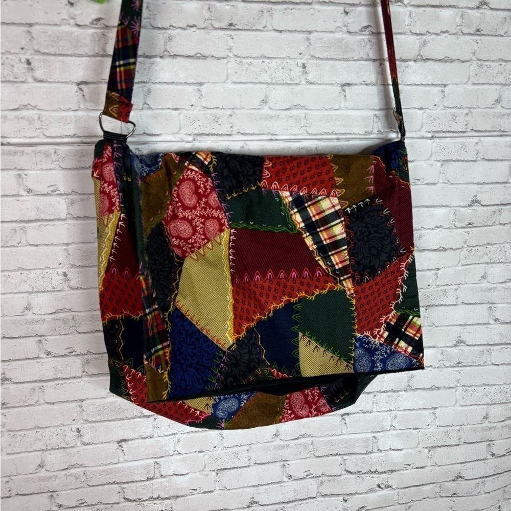 Boho Patchwork Print Messenger Crossbody Bag - Picture 2 of 6